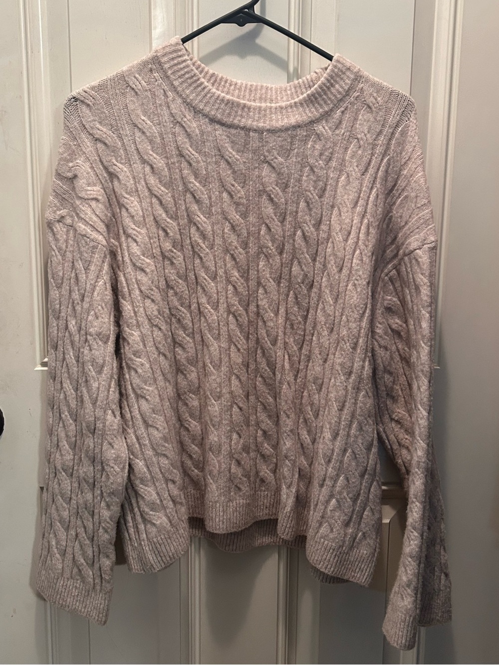 H&M Pale Beige Cable Knit Crewneck Sweater